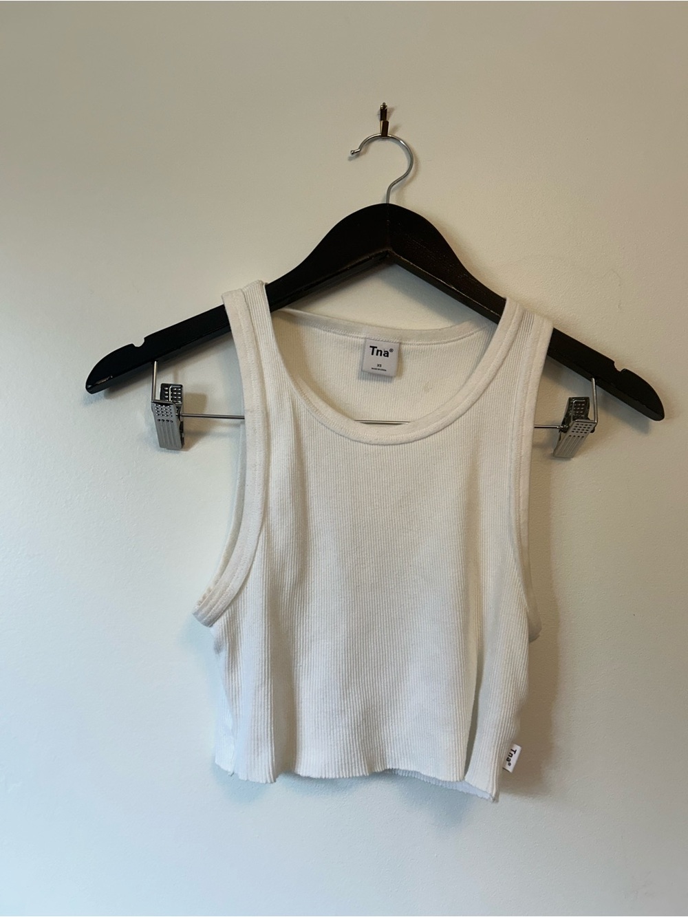 TNA White Ribbed Cropped Tank